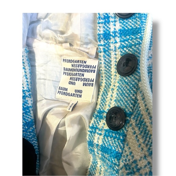 BAUM UND PFERDGARTEN Plaid Vest Jacket Button Up Front Pockets Med Blue White - Picture 3 of 10